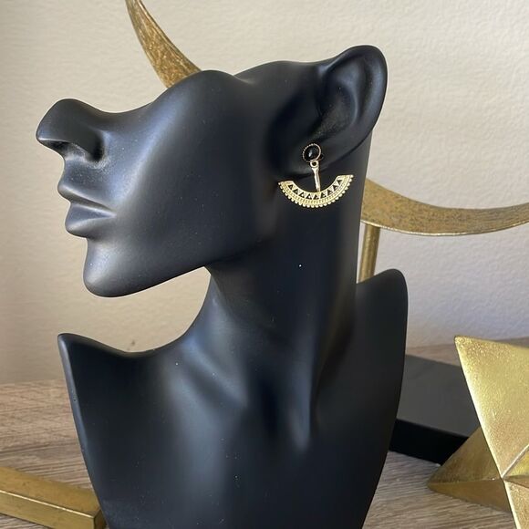 Elegant Black and Gold Earrings N1005 - Picture 4 of 4